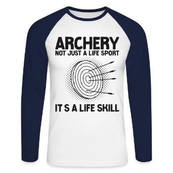 Archery Bow Archer Vintage Target - T-shirt baseball manches longues Homme - blanc/marine - Devant - Nik (191cm)
