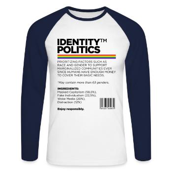 Identity Politics Pride Lgbtq Rainbow Transgender - Unisex Baseballshirt langarm - Weiß/Navy - Vorne - Nik (191cm)