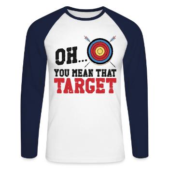 Archery Bow Archer Vintage Target - T-shirt baseball manches longues Homme - blanc/marine - Devant - Nik (191cm)