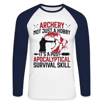 Archery Bow Archer Vintage Archery - Unisex Baseballshirt langarm - Weiß/Navy - Vorne - Nik (191cm)