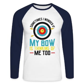 Archery Bow Archer Vintage Target - T-shirt baseball manches longues Homme - blanc/marine - Devant - Nik (191cm)