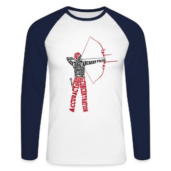 Archery Bow Archer Word Cloud - Unisex Long Sleeve Baseball T-Shirt - white/navy - Front - Nik (191cm)