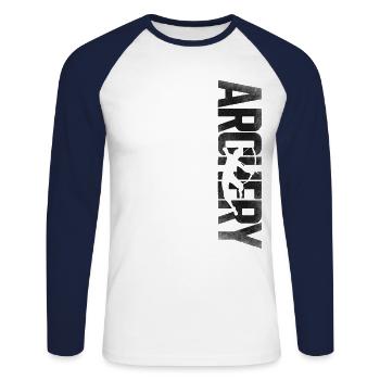 Archery Bow Archer Vintage Archery - Unisex Baseballshirt langarm - Weiß/Navy - Vorne - Nik (191cm)