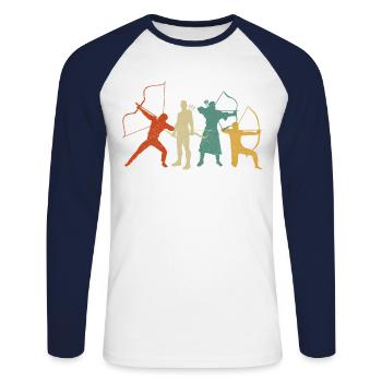 Archery Bow Archer Retro Vintage - Unisex Long Sleeve Baseball T-Shirt - white/navy - Front - Nik (191cm)