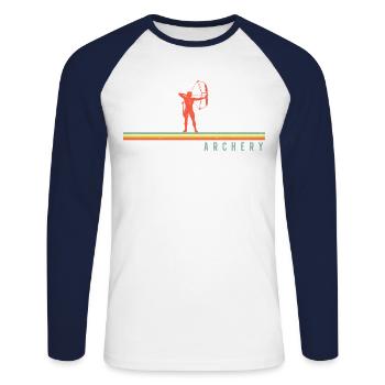 Archery Bow Archer Retro Vintage - Unisex Long Sleeve Baseball T-Shirt - white/navy - Front - Nik (191cm)