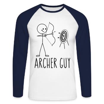 Archery Bow Archer Vintage Archer - Unisex Baseballshirt langarm - Weiß/Navy - Vorne - Nik (191cm)