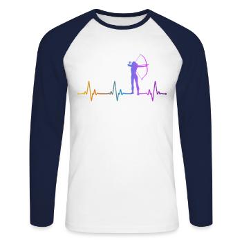 Arc à l’arc Archer Girl Heartbeat - T-shirt baseball manches longues Homme - blanc/marine - Devant - Nik (191cm)