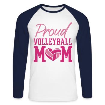 Joueuse de volleyball Équipe Maman Mère - T-shirt baseball manches longues Homme - blanc/marine - Devant - Nik (191cm)