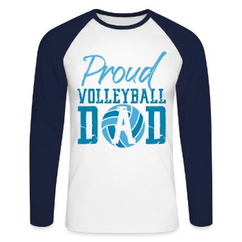 Joueur de volleyball Équipe Papa Père - T-shirt baseball manches longues Homme - blanc/marine - Devant - Nik (191cm)