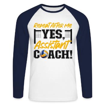 Volleyball Player Team Assistant - Unisex Long Sleeve Baseball T-Shirt - white/navy - Front - Nik (191cm)