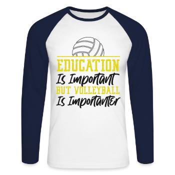 Volleyball Player Team Education - Unisex Baseballshirt langarm - Weiß/Navy - Vorne - Nik (191cm)