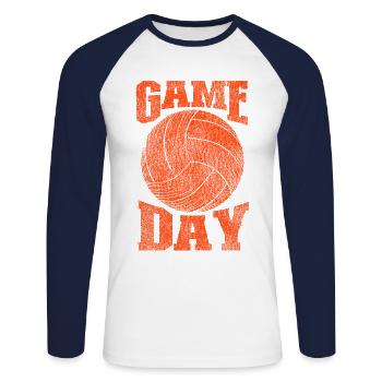 Volleyball Player Team Vintage - Unisex Baseballshirt langarm - Weiß/Navy - Vorne - Nik (191cm)
