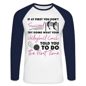 Volleyball Player Team Coach If At - Unisex Baseballshirt langarm - Weiß/Navy - Vorne - Nik (191cm)