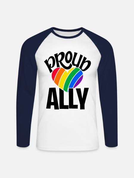 Proud Ally Rainbow Lgbtq Gay Diversity Transgender - Unisex Baseballshirt langarm - Weiß/Navy