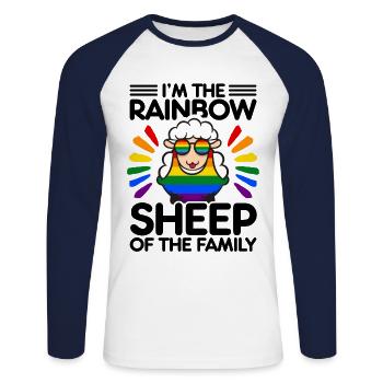 I'm The Rainbow Sheep In The Family Lesbian Love G - Unisex Baseballshirt langarm - Weiß/Navy - Vorne - Nik (191cm)