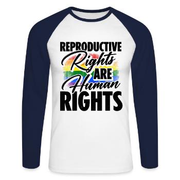 Reproductive Rights Are Human Rights Bisexual Tran - Unisex Baseballshirt langarm - Weiß/Navy - Vorne - Nik (191cm)