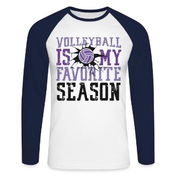 Volleyball Player Team Volleyball - Unisex Long Sleeve Baseball T-Shirt - white/navy - Front - Nik (191cm)