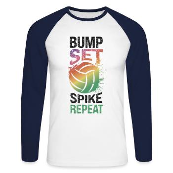 Volleyball Player Team Bump Set - Unisex Baseballshirt langarm - Weiß/Navy - Vorne - Nik (191cm)