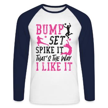 Volleyball Player Team Bump Set - Unisex Baseballshirt langarm - Weiß/Navy - Vorne - Nik (191cm)
