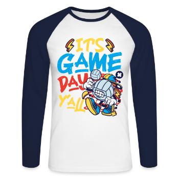 Volleyball Player Team It's Game - Unisex Baseballshirt langarm - Weiß/Navy - Vorne - Nik (191cm)