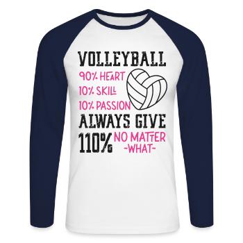 Joueur de volleyball Équipe volleyball - T-shirt baseball manches longues Homme - blanc/marine - Devant - Nik (191cm)