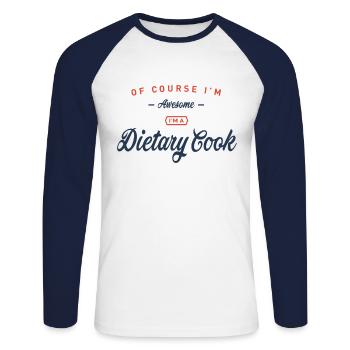 Bien sûr, je suis génial, je suis un cuisinier diététique - T-shirt baseball manches longues Homme - blanc/marine - Devant - Nik (191cm)
