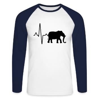 Elephant Heartbeat - Unisex Long Sleeve Baseball T-Shirt - white/navy - Front - Nik (191cm)