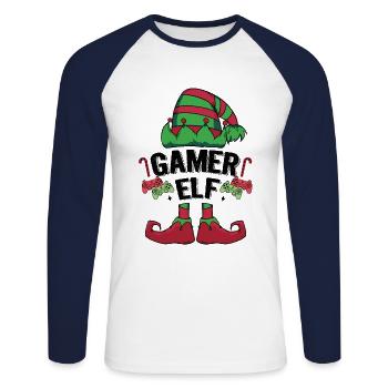 Gamer Elf Graphic Video Game Player Gaming Nerd Ge - Unisex Baseballshirt langarm - Weiß/Navy - Vorne - Nik (191cm)