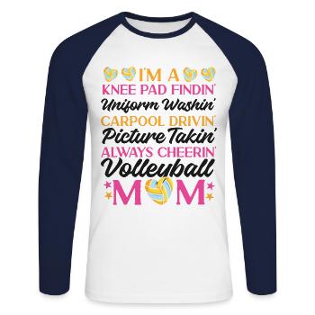 Volleyball Player Team Mom Mother - Unisex Baseballshirt langarm - Weiß/Navy - Vorne - Nik (191cm)