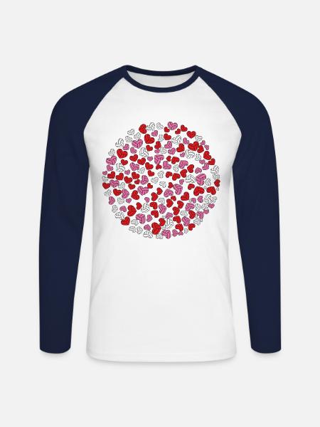 Volleyball Player Team Valentines - Unisex Long Sleeve Baseball T-Shirt - white/navy
