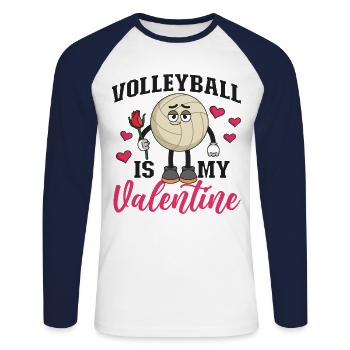 Volleyball Player Team Valentines - Unisex Long Sleeve Baseball T-Shirt - white/navy - Front - Nik (191cm)