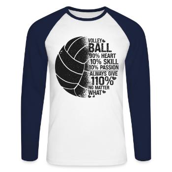 Joueur de volleyball Équipe volleyball - T-shirt baseball manches longues Homme - blanc/marine - Devant - Nik (191cm)