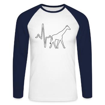 Giraffe Herzschlag - Unisex Baseballshirt langarm - Weiß/Navy - Vorne - Nik (191cm)