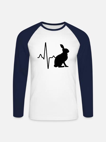 Rabbit Heartbeat - Unisex Long Sleeve Baseball T-Shirt - white/navy