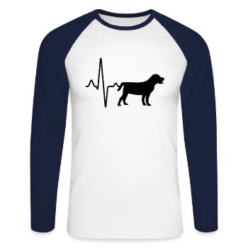Battement de cœur de chien - T-shirt baseball manches longues Homme - blanc/marine - Devant - Nik (191cm)