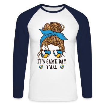 Volleyball Player Team Girl - Unisex Baseballshirt langarm - Weiß/Navy - Vorne - Nik (191cm)