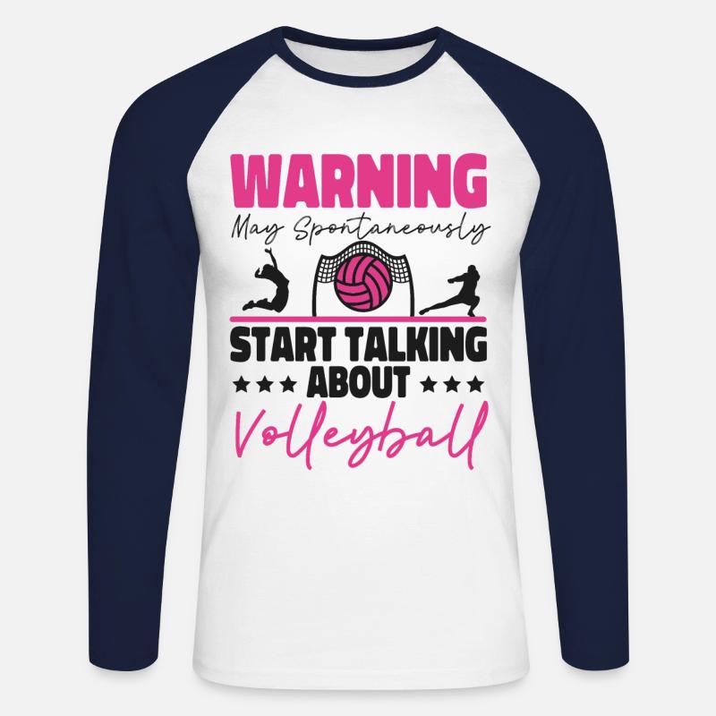 Volleyball Player Team Warning May - Unisex Baseballshirt langarm - Weiß/Navy