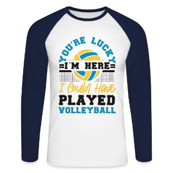 Volleyball Player Team You're - Unisex Long Sleeve Baseball T-Shirt - white/navy - Front - Nik (191cm)
