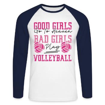 Volleyball Player Team Good Girls - Unisex Baseballshirt langarm - Weiß/Navy - Vorne - Nik (191cm)
