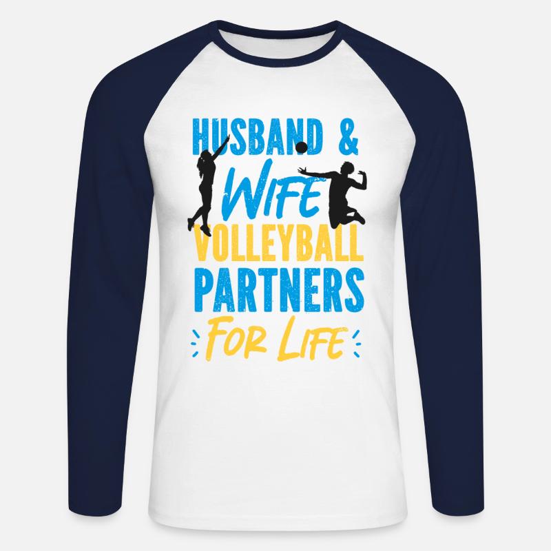 Volleyball Player Team Husband - Unisex Baseballshirt langarm - Weiß/Navy