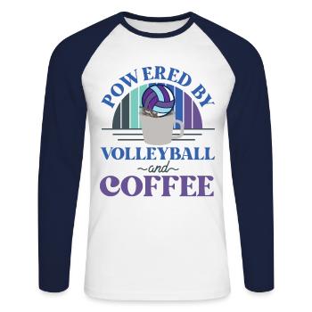 Café de l’équipe de volley-ball - T-shirt baseball manches longues Homme - blanc/marine - Devant - Nik (191cm)