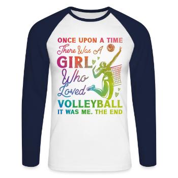 Joueuse de volleyball Équipe Fille - T-shirt baseball manches longues Homme - blanc/marine - Devant - Nik (191cm)