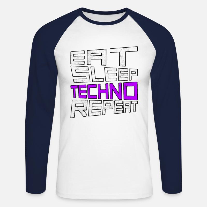 manger du sommeil techno répéter - T-shirt baseball manches longues Homme - blanc/marine
