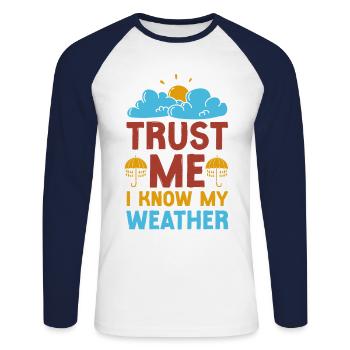 Meteorologist Weather Forecast - Unisex Baseballshirt langarm - Weiß/Navy - Vorne - Nik (191cm)