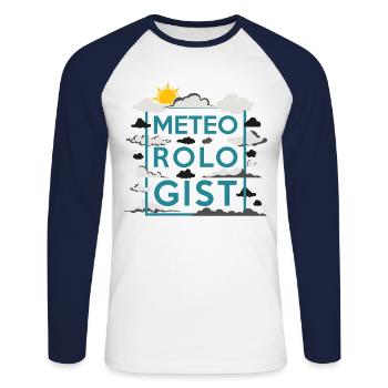 Meteorologist Weather Forecast - Unisex Long Sleeve Baseball T-Shirt - white/navy - Front - Nik (191cm)