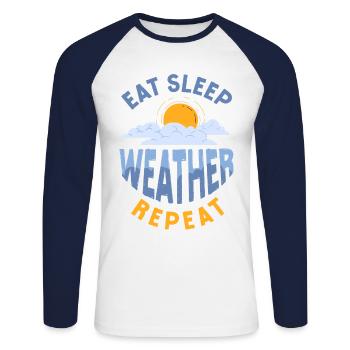 Meteorologist Weather Forecast - Unisex Baseballshirt langarm - Weiß/Navy - Vorne - Nik (191cm)
