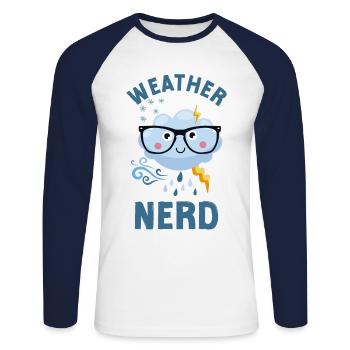 Meteorologist Weather Forecast - Unisex Baseballshirt langarm - Weiß/Navy - Vorne - Nik (191cm)