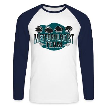 Météorologue Prévisions météorologiques - T-shirt baseball manches longues Homme - blanc/marine - Devant - Nik (191cm)