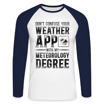 Meteorologist Weather Forecast - Unisex Baseballshirt langarm - Weiß/Navy - Vorne - Nik (191cm)