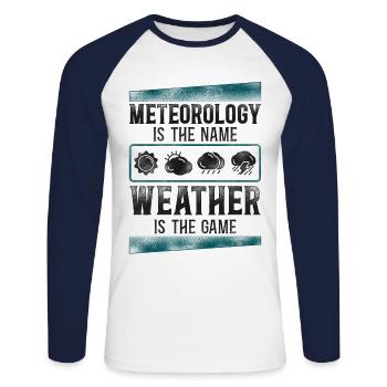Meteorologist Weather Forecast - Unisex Baseballshirt langarm - Weiß/Navy - Vorne - Nik (191cm)